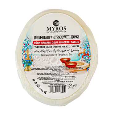 150 Gr Süngerli Türk Hamamı Beyaz Sabun - Myros