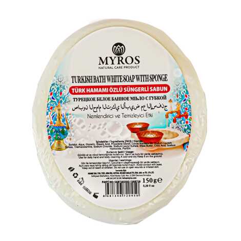 150 Gr Süngerli Türk Hamamı Beyaz Sabun - 1