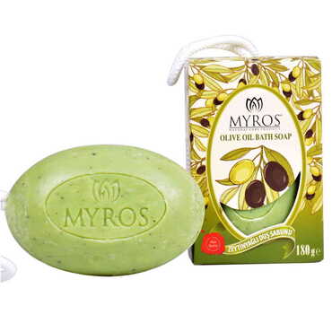 Myros - Toptan 180 gr Zeytin Yağlı İpli Banyo Sabunu