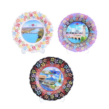 Adana Themed Turkish Ceramic Plate With Epoxy 12 Cm - 4