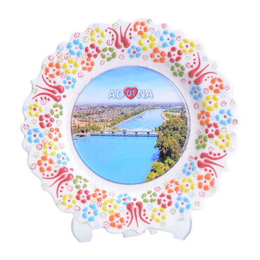 Adana Themed Turkish Ceramic Plate With Epoxy 12 Cm - 5