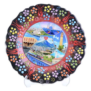 Adana Themed Turkish Ceramic Plate With Epoxy 12 Cm - 6