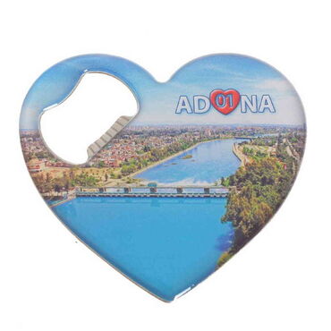 Toptan Adana Temalı Myros Metal Kalp Açacak Magnet 85x76 mm - 3