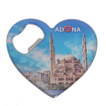 Toptan Adana Temalı Myros Metal Kalp Açacak Magnet 85x76 mm - 4