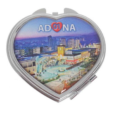 Toptan Adana Temalı Myros Metal Kalp Ayna 70x65x8 mm - Thumbnail