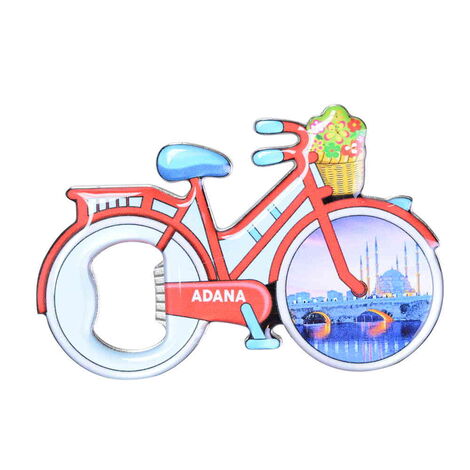 Adana Themed Bicycle Shaped Metal Magnetic Bottle Opener 100x65 mm