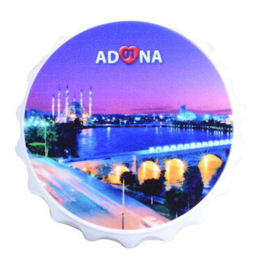 Myros - Adana Themed Customised Uv Printed Bottle Cap Shaped Plastic Base Bottle Opener 63x15 mm