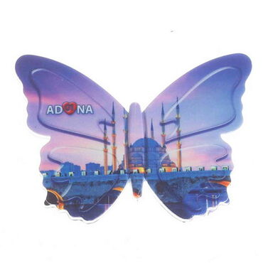 Myros - Adana Themed Customised UV Printed Plastic Base Butterfly Shaped Fridge Magnet 80x58 mm