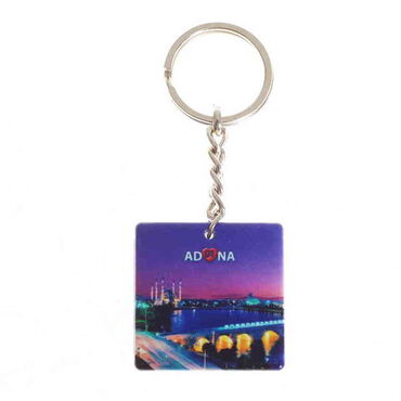 Myros - Adana Themed Customised Uv Printed Plastic Base Round Keyring 40x108 mm