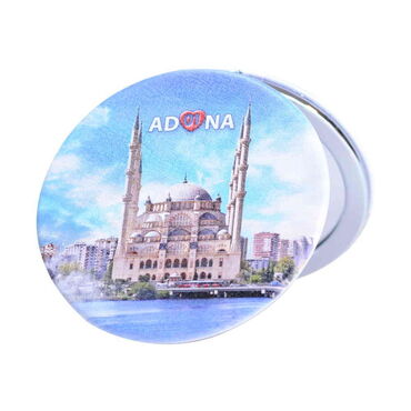 Myros - Adana Themed Customised Uv Printed Round Compact Mirror 72x11 mm