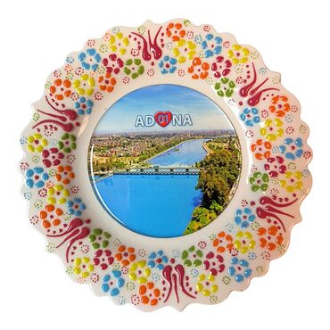 Adana Themed Turkish Ceramic Plate With Epoxy 18 Cm - Thumbnail