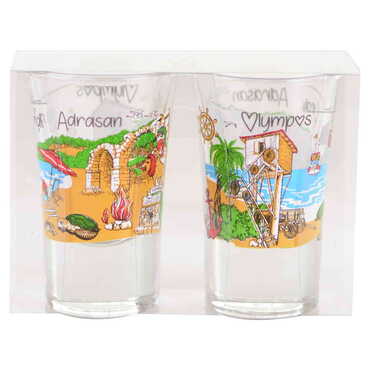 Adrasan Themed Shot Glass Set of 2 Pcs - Thumbnail