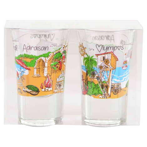 Adrasan Themed Shot Glass Set of 2 Pcs