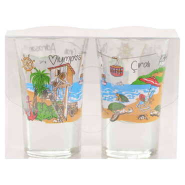 Adrasan Themed Shot Glass Set of 2 Pcs - Thumbnail