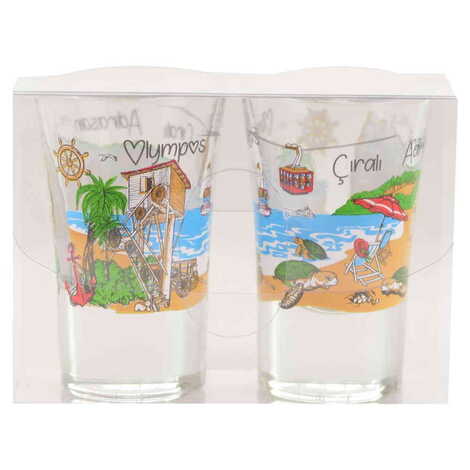 Adrasan Themed Shot Glass Set of 2 Pcs