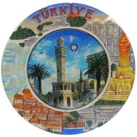 Aegean Region Blue Ceramic Decorative Plate 15 Cm