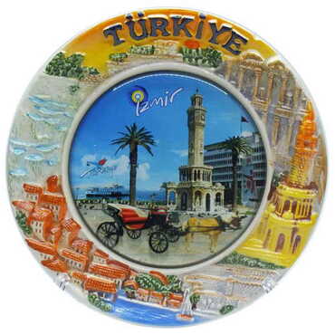 Aegean Region Orange Ceramic Decorative Plate 10 Cm - Myros
