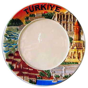 Aegean Region Orange Ceramic Decorative Plate 20 Cm - Myros