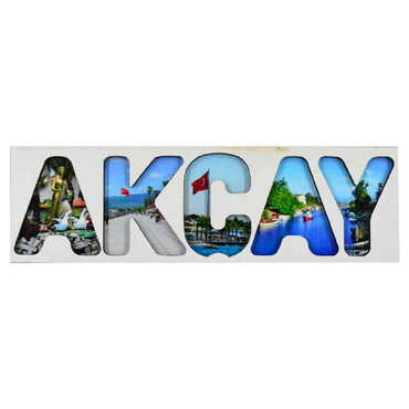 Myros - Akçay Temalı Myros Yazı Ahşap Magnet