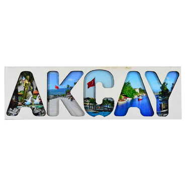 Akcay Themed Wooden Customised City Name Letter Souvenir Fridge Magnet - Thumbnail