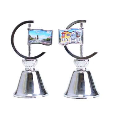 Aksehir Themed Collectible Souvenir Double Face Metal Spinner Flag Bell 44x96 mm - Karma