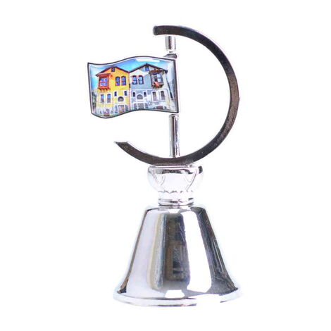 Aksehir Themed Collectible Souvenir Double Face Metal Spinner Flag Bell 44x96 mm