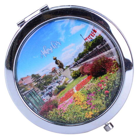 Aksehir Themed Customised Metal Epoxy Travel Make Up Compact Mirror 70x11 mm