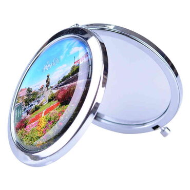 Aksehir Themed Customised Metal Epoxy Travel Make Up Compact Mirror 70x11 mm - Thumbnail