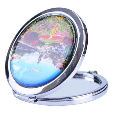 Aksehir Themed Customised Metal Epoxy Travel Make Up Compact Mirror 70x11 mm - Thumbnail