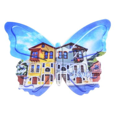 Aksehir Themed Customised UV Printed Plastic Base Butterfly Shaped Fridge Magnet 80x58 mm - Thumbnail