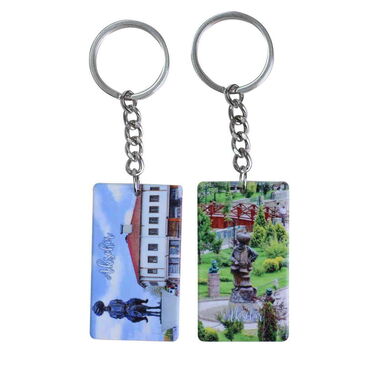 Myros - Aksehir Themed Customised UV Printed Plastic Base Rectangle Keyring 31x106 mm