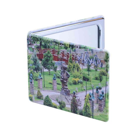 Aksehir Themed Customised Uv Printed Rectangle Compact Mirror 85x62x11 mm