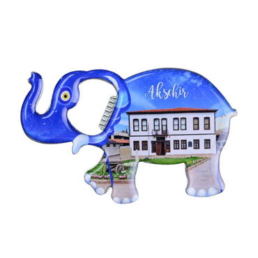 Aksehir Themed Elephant Shaped Metal Magnetic Bottle Opener 98x61 mm - Thumbnail