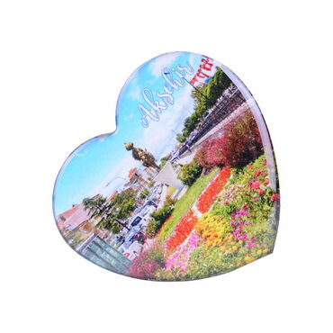 Aksehir Themed Epoxy Dome Heart Souvenir Fridge Magnet 65x60 mm - Thumbnail