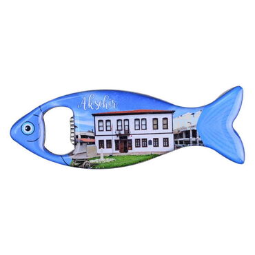 Myros - Aksehir Themed Fish Shaped Metal Magnetic Bottle Opener 120x43 mm