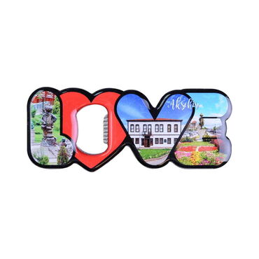 Aksehir Themed Love Letter Shaped Metal Magnetic Opener 114x47 mm - Myros