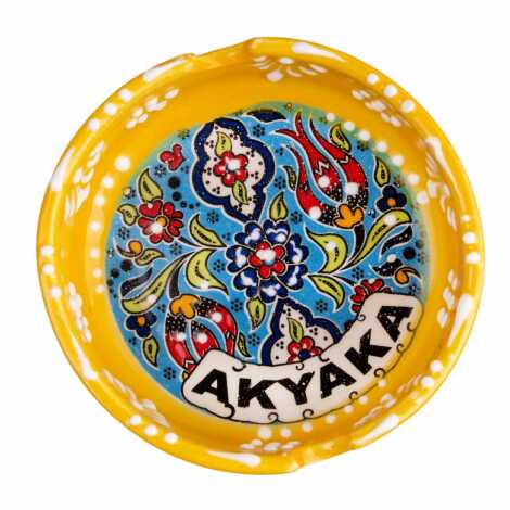 Akyaka Temalı Çini Küçük Klasik Özel Kabartma Küllük - 1