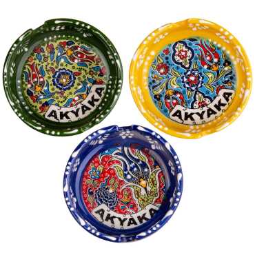Akyaka Temalı Çini Küçük Klasik Özel Kabartma Küllük - 2