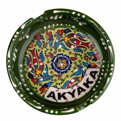 Akyaka Temalı Çini Küçük Klasik Özel Kabartma Küllük - 4