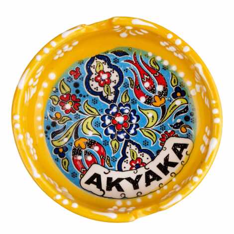Akyaka Temalı Çini Küçük Klasik Özel Kabartma Küllük - 5