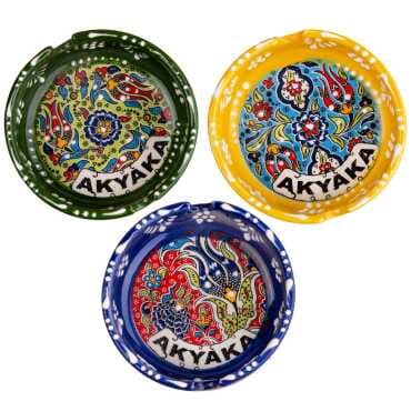 Akyaka Temalı Çini Küçük Klasik Özel Kabartma Küllük - 2