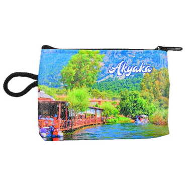 Akyaka Themed Turkish Woven Wallet 113x80x8 mm - Thumbnail