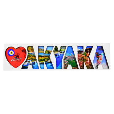 Akyaka Themed Wooden Customised City Name Letter Souvenir Fridge Magnet - Thumbnail