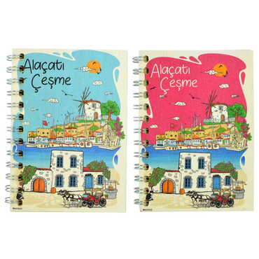 Toptan Alaçatı Bölgesi Temalı Ahşap Kapaklı Defter 120x170 mm - 5