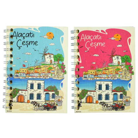 Toptan Alaçatı Bölgesi Temalı Ahşap Kapaklı Defter 120x170 mm - 5