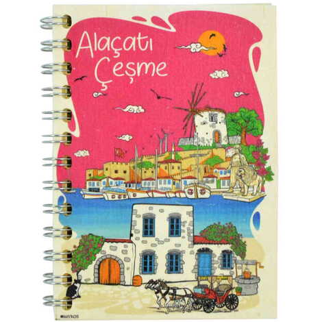 Toptan Alaçatı Bölgesi Temalı Ahşap Kapaklı Defter 120x170 mm - 7