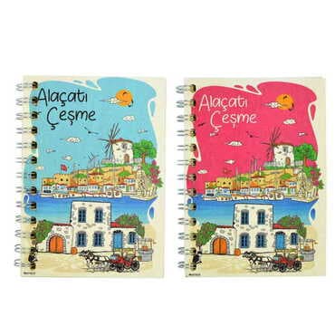 Toptan Alaçatı Bölgesi Temalı Ahşap Kapaklı Defter 90x140 mm - 5