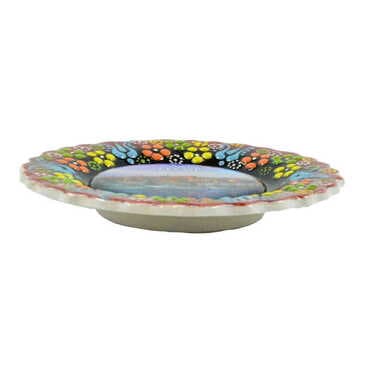 Toptan Alaçatı Bölgesi Temalı Çini Myros Resim Tabak 12 cm - 2