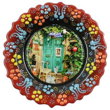 Toptan Alaçatı Bölgesi Temalı Çini Myros Resim Tabak 12 cm - 6