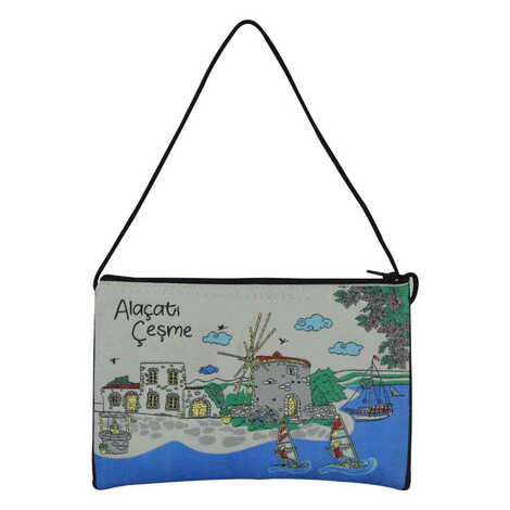 Toptan Alaçatı Bölgesi Temalı Dokuma Yöresel Orta Çanta 280x630x185 mm - 1